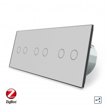 Умный сенсорный проходной выключатель 6 сенсоров (2-2-2) серый стекло Livolo (VL-C706SZ-15)