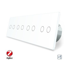 Умный сенсорный проходной выключатель 8 сенсоров (2-2-2-2) белый стекло Livolo (VL-C708SZ-11)