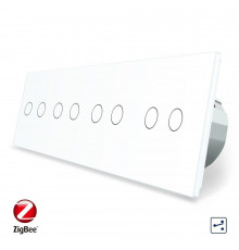 Умный сенсорный проходной выключатель 8 сенсоров (2-2-2-2) белый стекло Livolo (VL-C708SZ-11)