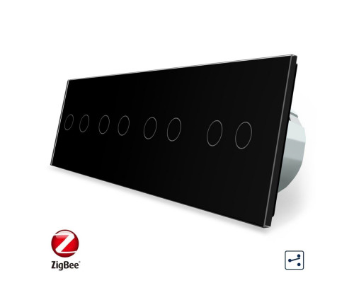 Умный сенсорный проходной выключатель 8 сенсоров (2-2-2-2) черный стекло Livolo (VL-C708SZ-12)