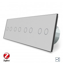 Умный сенсорный проходной выключатель 8 сенсоров (2-2-2-2) серый стекло Livolo (VL-C708SZ-15)