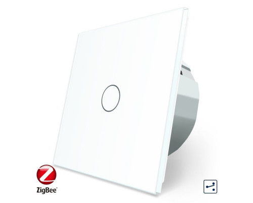 Умный сенсорный проходной ZigBee выключатель 1 сенсор белый стекло Livolo (VL-C701SZ-11)