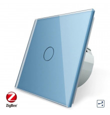 Умный сенсорный проходной ZigBee выключатель 1 сенсор голубой стекло Livolo (VL-C701SZ-19)