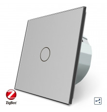 Умный сенсорный проходной ZigBee выключатель 1 сенсор серый стекло Livolo (VL-C701SZ-15)