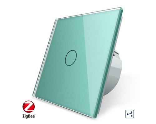 Умный сенсорный проходной ZigBee выключатель 1 сенсор зеленый стекло Livolo (VL-C701SZ-18)