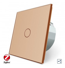 Умный сенсорный проходной ZigBee выключатель 1 сенсор золото стекло Livolo (VL-C701SZ-13)