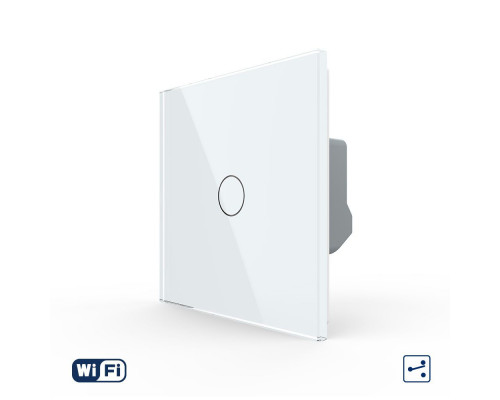Умный сенсорный Wi-Fi проходной выключатель 1 сенсор белый стекло Livolo (VL-C7FC1SNY-2G-WP)