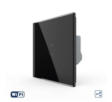 Умный сенсорный Wi-Fi проходной выключатель 1 сенсор черный стекло Livolo (VL-C7FC1SNY-2G-BP)