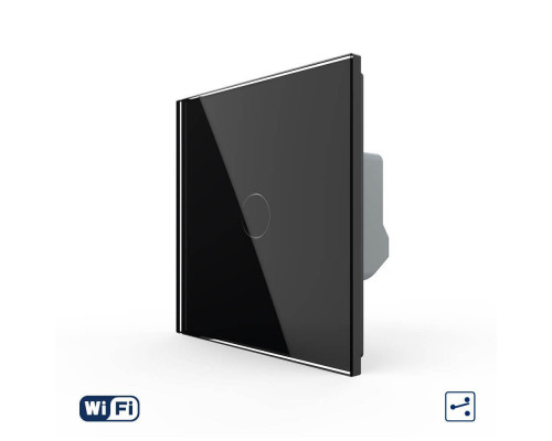 Умный сенсорный Wi-Fi проходной выключатель 1 сенсор черный стекло Livolo (VL-C7FC1SNY-2G-BP)
