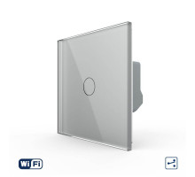Умный сенсорный Wi-Fi проходной выключатель 1 сенсор серый стекло Livolo (VL-C7FC1SNY-2G-IP)