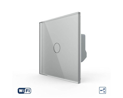Умный сенсорный Wi-Fi проходной выключатель 1 сенсор серый стекло Livolo (VL-C7FC1SNY-2G-IP)