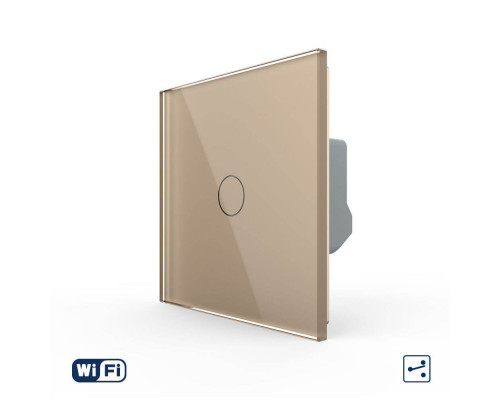 Умный сенсорный Wi-Fi проходной выключатель 1 сенсор золотой стекло Livolo (VL-C7FC1SNY-2G-AP)