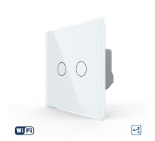 Умный сенсорный Wi-Fi проходной выключатель 2 сенсора белый стекло Livolo (VL-C7FC2SNY-2G-WP)