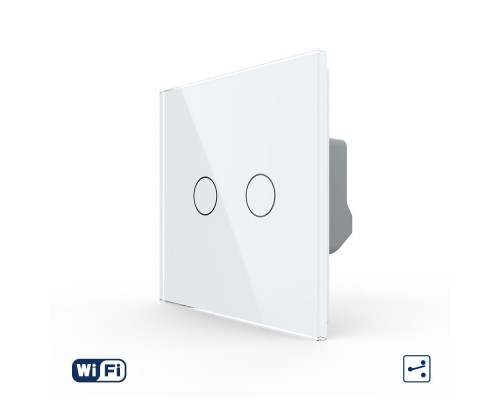Умный сенсорный Wi-Fi проходной выключатель 2 сенсора белый стекло Livolo (VL-C7FC2SNY-2G-WP)