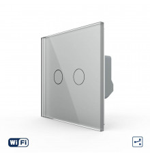 Розумний сенсорний Wi-Fi прохідний вимикач 2 сенсора сірий скло Livolo (VL-C7FC2SNY-2G-IP)