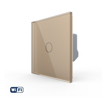 Умный сенсорный Wi-Fi выключатель 1 сенсор золотой стекло Livolo (VL-C7FC1NY-2GAP)