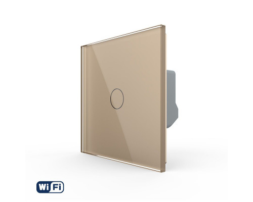 Умный сенсорный Wi-Fi выключатель 1 сенсор золотой стекло Livolo (VL-C7FC1NY-2GAP)