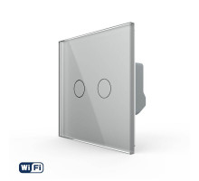 Умный сенсорный Wi-Fi выключатель 2 сенсора серый стекло Livolo (VL-C7FC2NY-2GIP)