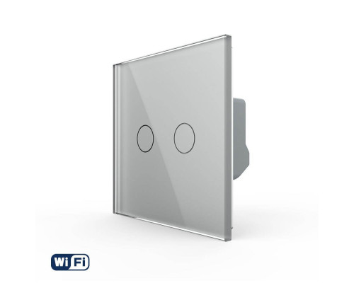 Умный сенсорный Wi-Fi выключатель 2 сенсора серый стекло Livolo (VL-C7FC2NY-2GIP)