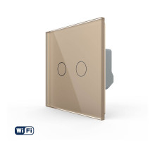 Умный сенсорный Wi-Fi выключатель 2 сенсора золотой стекло Livolo (VL-C7FC2NY-2GAP)