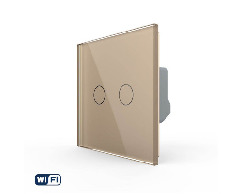 Умный сенсорный Wi-Fi выключатель 2 сенсора золотой стекло Livolo (VL-C7FC2NY-2GAP)