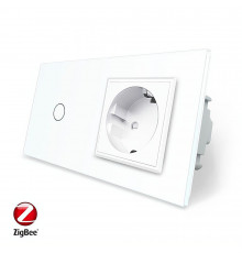 Розумний сенсорний ZigBee вимикач 1 сенсор 1 розетка білий скло Livolo (VL-C701Z/C7C1EU-11)