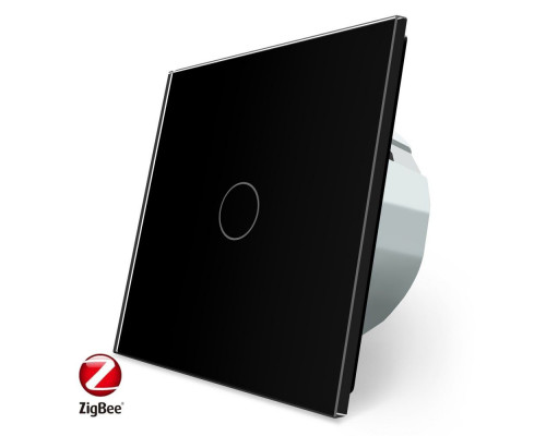 Умный сенсорный ZigBee выключатель 1 сенсор черный стекло Livolo (VL-C701Z-12)