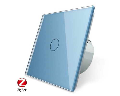 Умный сенсорный ZigBee выключатель 1 сенсор голубой стекло Livolo (VL-C701Z-19)
