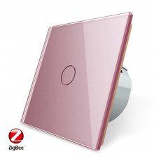 Розумний сенсорний ZigBee вимикач 1 сенсор рожевий скло Livolo (VL-C701Z-17)