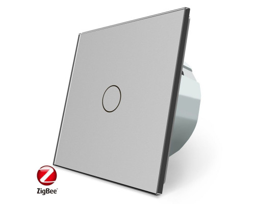 Умный сенсорный ZigBee выключатель 1 сенсор серый стекло Livolo (VL-C701Z-15)