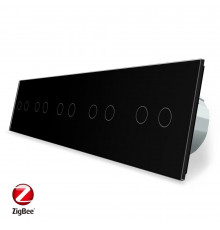 Розумний сенсорний ZigBee вимикач 10 сенсорів (2-2-2-2-2) чорний скло Livolo (VL-C710Z-12)