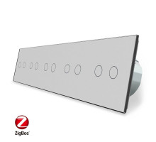 Умный сенсорный ZigBee выключатель 10 сенсоров (2-2-2-2-2) серый стекло Livolo (VL-C710Z-15)