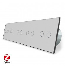 Розумний сенсорний ZigBee вимикач 10 сенсорів (2-2-2-2-2) сірий скло Livolo (VL-C710Z-15)