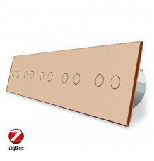 Розумний сенсорний ZigBee вимикач 10 сенсорів (2-2-2-2-2) золото скло Livolo (VL-C710Z-13)