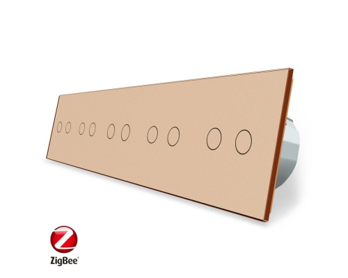 Умный сенсорный ZigBee выключатель 10 сенсоров (2-2-2-2-2) золото стекло Livolo (VL-C710Z-13)