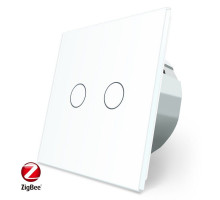 Умный сенсорный ZigBee выключатель 2 сенсора белый стекло Livolo (VL-C702Z-11)