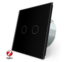 Умный сенсорный ZigBee выключатель 2 сенсора черный стекло Livolo (VL-C702Z-12)