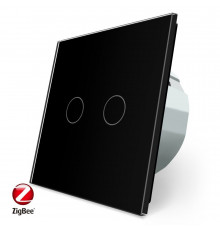 Розумний сенсорний ZigBee вимикач 2 сенсора чорний скло Livolo (VL-C702Z-12)