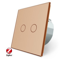 Умный сенсорный ZigBee выключатель 2 сенсора золото стекло Livolo (VL-C702Z-13)