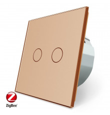 Розумний сенсорний ZigBee вимикач 2 сенсора золото скло Livolo (VL-C702Z-13)