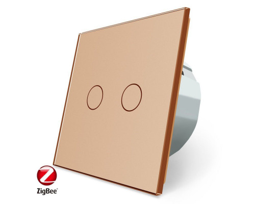 Умный сенсорный ZigBee выключатель 2 сенсора золото стекло Livolo (VL-C702Z-13)