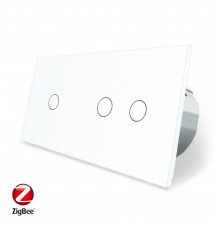 Розумний сенсорний ZigBee вимикач 3 сенсора (1-2) білий скло Livolo (VL-C701Z/C702Z-11)