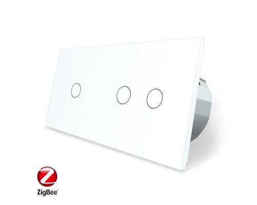 Умный сенсорный ZigBee выключатель 3 сенсора (1-2) белый стекло Livolo (VL-C701Z/C702Z-11)