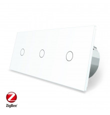 Розумний сенсорний ZigBee вимикач 3 сенсорів (1-1-1) білий Livolo (VL-C701Z/C701Z/C701Z-11)