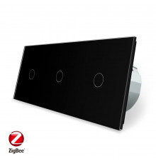 Розумний сенсорний ZigBee вимикач 3 сенсорів (1-1-1) чорний Livolo (VL-C701Z/C701Z/C701Z-12)
