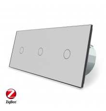 Розумний сенсорний ZigBee вимикач 3 сенсорів (1-1-1) сірий Livolo (VL-C701Z/C701Z/C701Z-15)
