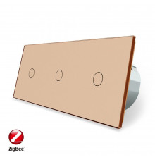 Розумний сенсорний ZigBee вимикач 3 сенсорів (1-1-1) золото Livolo (VL-C701Z/C701Z/C701Z-13)