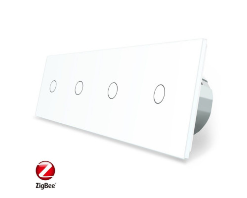 Умный сенсорный ZigBee выключатель 4 сенсора (1-1-1-1) белый стекло Livolo (VL-C704Z-11)