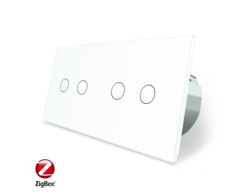 Умный сенсорный ZigBee выключатель 4 сенсора (2-2) белый стекло Livolo (VL-C702Z/C702Z-11)