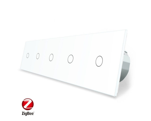 Умный сенсорный ZigBee выключатель 5 сенсоров (1-1-1-1-1) белый стекло Livolo (VL-C705Z-11)
